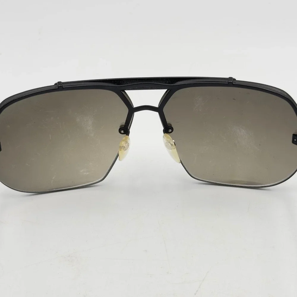 Vtg Foster Grant Aviator Sunglasses Silver Mirror Lens‎ Black Frame Red Stripe